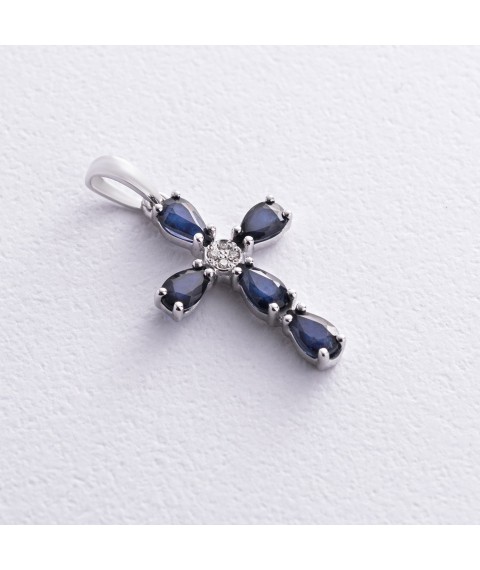 Cross in white gold (sapphires and diamonds) 33374bs Onyx