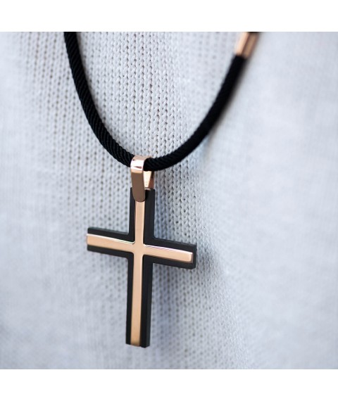 Хрест із червоного золота (цирконій) 503-00007 Онікс