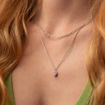 Двойное серебряное колье "Сердечко" (фианиты) 908-01589 Онікс  38