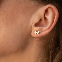 Earrings - studs "Twigs" in yellow gold s08485 Onyx