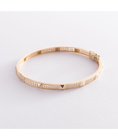 Rigid bracelet in yellow gold (cubic zirconia) b04750 Onyx