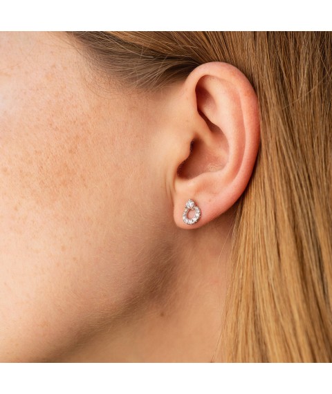 Gold earrings - studs "Droplets" with diamonds sb0499nl Onyx