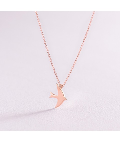 Necklace "Swallow" in red gold kol02158 Onyx 40