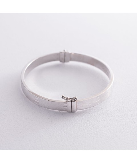 Rigid bracelet "Love" made of white gold (0.6 cm) b02103 Onix 18.5