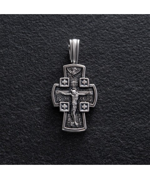 Orthodox cross "Crucifixion of the Lord. Guardian Angel" 131017 Onyx