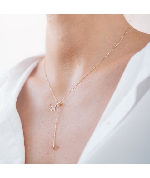 Necklace "Swallow" in yellow gold (cubic zirconia) coll01859 Onix 45