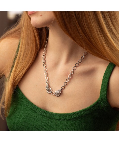Necklace "Panther" in white gold (cubic zirconia) count02449 Onyx 50