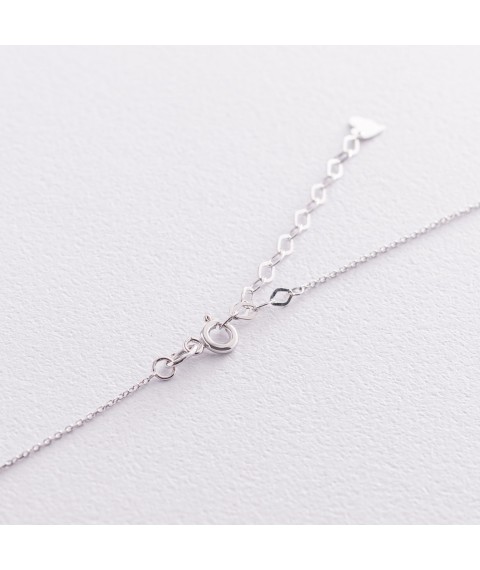 Necklace with the letter "M" in white gold (cubic zirconia) kol01329M Onix 45
