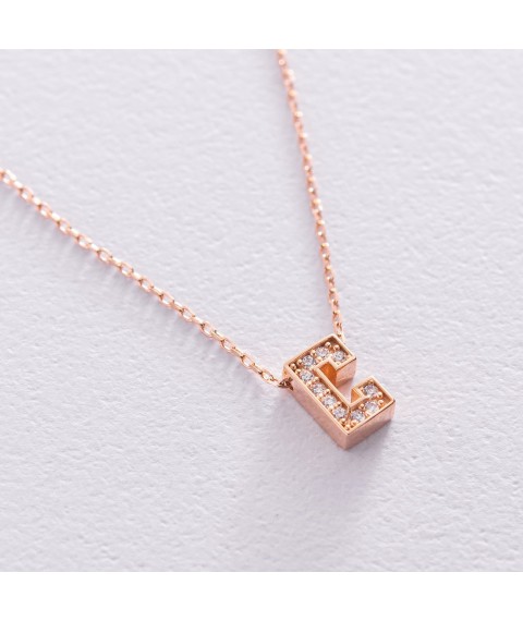 Necklace with the letter "C" in red gold (cubic zirconia) kol01255С Onix 44