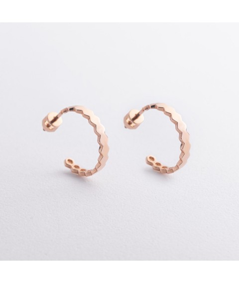 Earrings - studs "Grani" in red gold s07286 Onyx