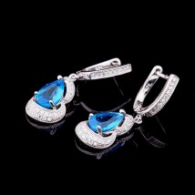 Earrings with blue cubic zirconia s032 Onyx