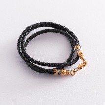 Leather cord "Save and Preserve" with silver gilded clasp (3mm) 18328 Onix 45