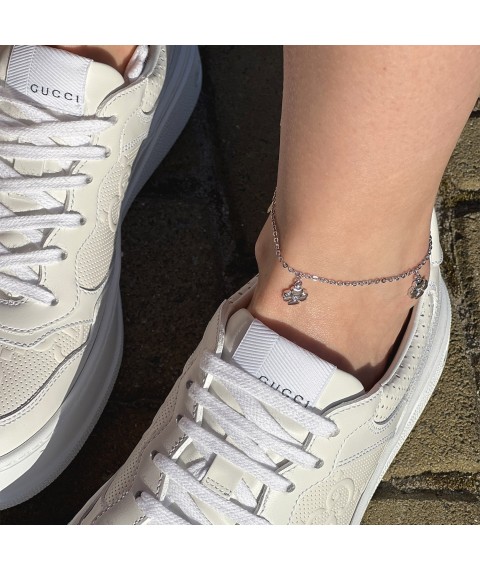 Silver bracelet "Clover" on the leg (cubic zirconia) 141541 Onix 25