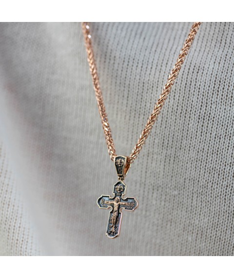 Православный крест с чернением "Распятие Христово. Икона Божией Матери" п03432 Онікс