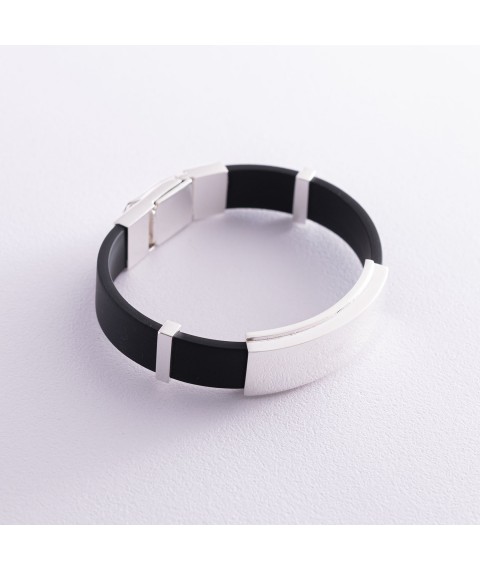 Men's silver bracelet (rubber) 141485 Onix 22