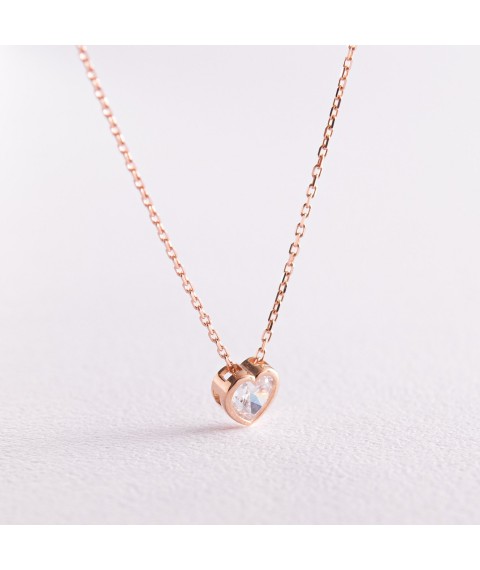 Necklace "Heart" with cubic zirconia (red gold) coll02297 Onix 45