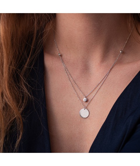 Double gold necklace with coin and cubic zirconia col01588 Onix 45