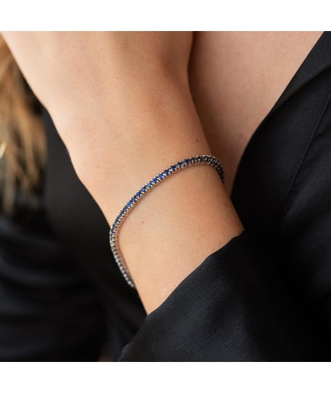 Tennis bracelet in white gold with sapphires 518811529 Onyx 18