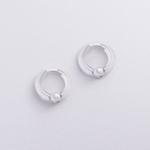 Серебряные серьги - кольца "Alessia" 123398 Онікс