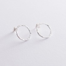 Silver earrings "Shimmer" (1.6 cm) 122707 Onyx
