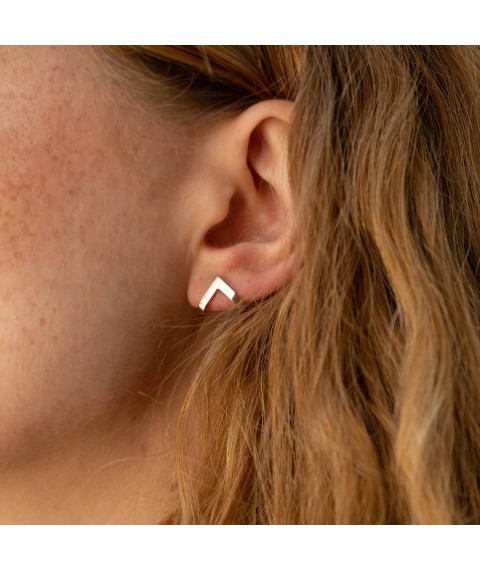 Gold earrings - studs "Accent" s07444 Onix