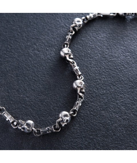Silver necklace "Skulls" 364 Onyx 65