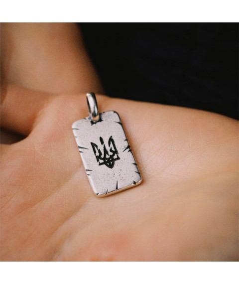 Silver pendant "Coat of arms of Ukraine - Trident" 133213g Onyx