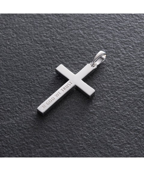 Срібний хрест ручної роботи "In God we trust" 132750g Онікс