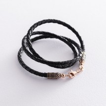 Leather cord "Save and Preserve" with gold clasp (3mm) count00921 Onix 40
