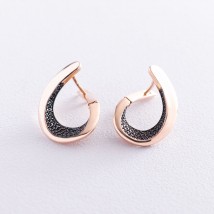 Gold earrings with black cubic zirconia s06161 Onyx