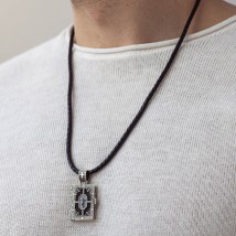 Срібний православний кулон - книга "Миколай Чудотворець. Спаси та Збережи" з ебеновим деревом 1348 Онікс