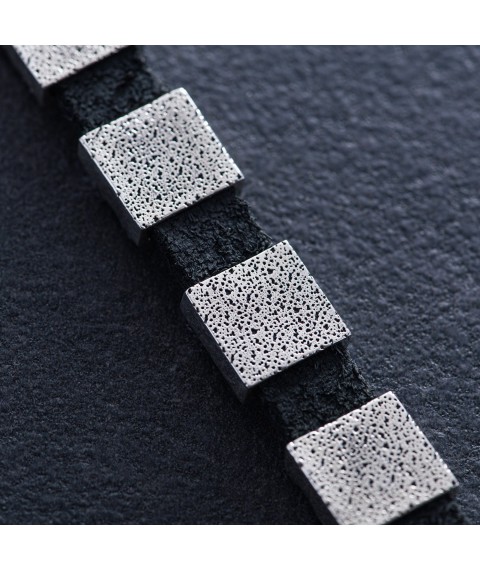 Men's silver bracelet (leather) OR134710 Onyx 22