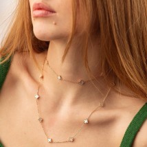 Necklace "Clover" with mother of pearl mini (red gold) coll02425 Onix 80