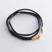 Черный шнурок с серебряной позолоченной застежкой (2 мм) 18694 Онікс  60