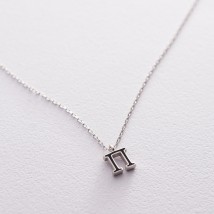 Серебряное колье с буквой П 18963ч Онікс  44