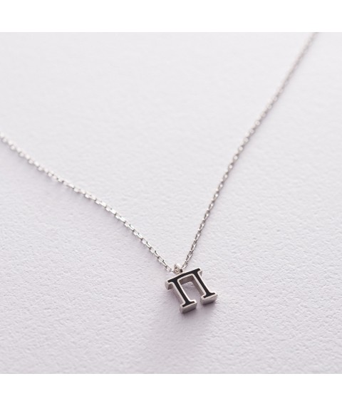 Серебряное колье с буквой П 18963ч Онікс  44