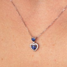 Gold pendant "Heart" with diamonds and sapphires pb0287nl Onyx