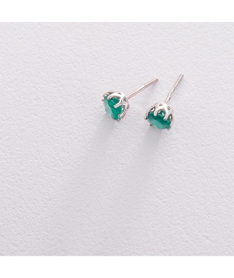 Gold stud earrings with onyx s06404 Onyx