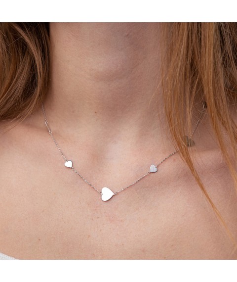 Necklace "Hearts" in white gold coll02137 Onix 40