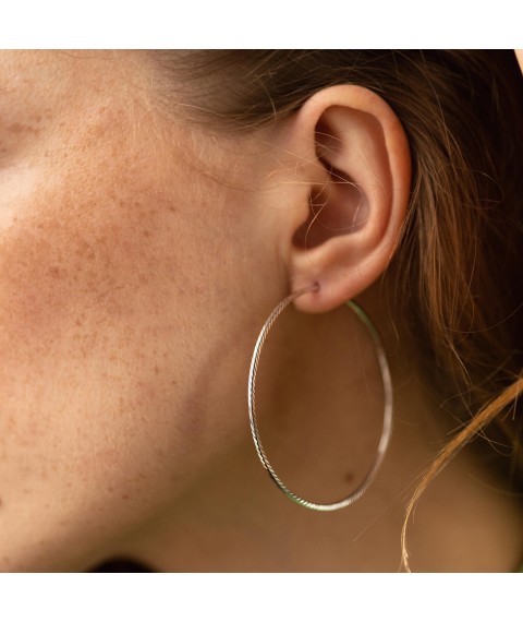 Earrings - rings in white gold (5.4 cm) s08599 Onyx