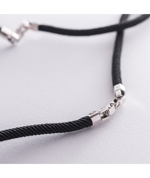 Silk cord with silver clasp Ш0036-4в/д4 Onix 55