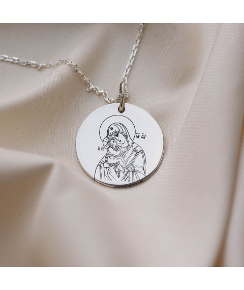 Серебряный кулон "Икона Божьей Матери с Иисусом" 132724бож Онікс
