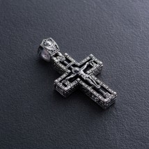 Чоловічий срібний православний хрест "Розп'яття" з оніксом 1070о Онікс