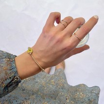 Жорсткий золотий браслет "Сердечко" б02775 Онікс