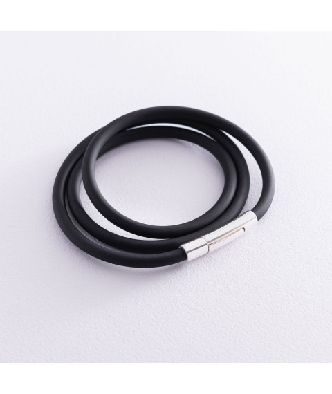 Rubber cord with smooth silver clasp (4mm) 18406 Onix 50