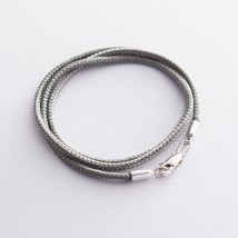 Шелковый шнурок с серебряной застежкой 18731 Онікс  40