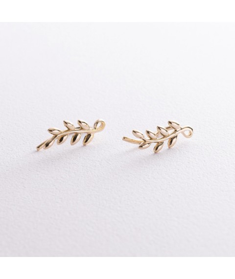Climber earrings "Twigs" in yellow gold s08556 Onyx