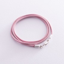 Шелковый розовый шнурок с гладкой застежкой (2мм) 18402 Онікс  45