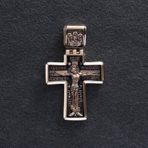 Православный крест "Распятие" (чернение) п03347 Онікс