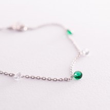 Silver ankle bracelet (green and white cubic zirconia) 141625 Onyx 25